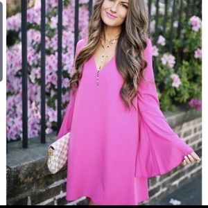 Topshop bellsleeve fuchsia pink dress size 2